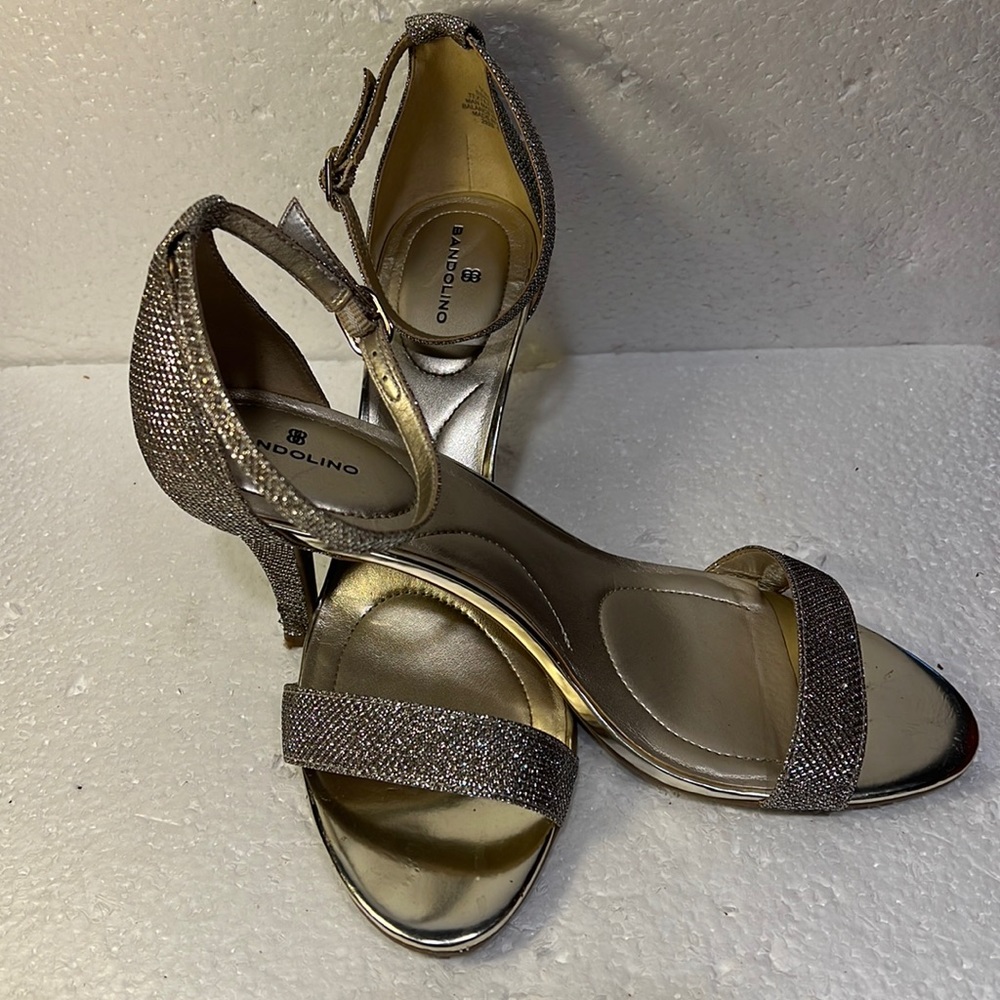 Lovely silver sparkly Strappy Bandolino heels, 10M, bdmadia